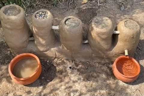 Primitive technology : Survival skills Build 5-stage Water purifier out of Clay