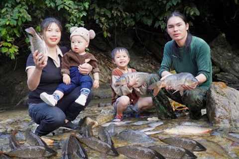 Blocking streams to catch fish, the process of making smoked fish meat, farm life