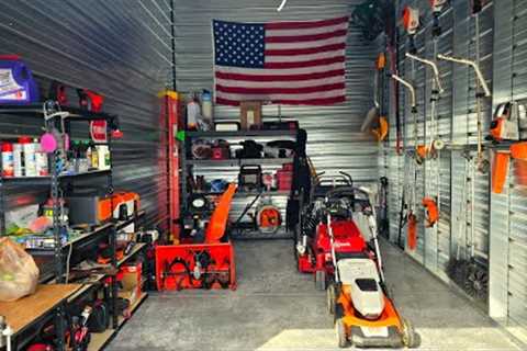Organizing My Lawn Care Business Storage Unit | Shelves &amp; Hooks