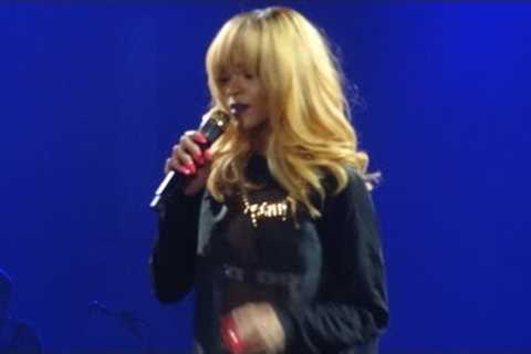 Rihanna angry toward fan throwing gift on stage (Sportpaleis, Antwerp 05.06, Diamonds Tour)