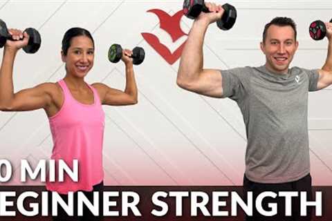 30 Min Beginner Strength Training with Dumbbells at Home for Women &amp; Men - Full Body Workout