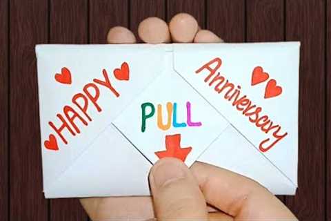 DIY-SURPRISE MESSAGE CARD FOR Anniversary ||Pull Tab Origami Envelope Card ||Anniversary Card idea