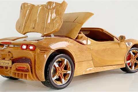 Wood Carving - Ferrari SF90 Spider 2022 - Woodworking Art