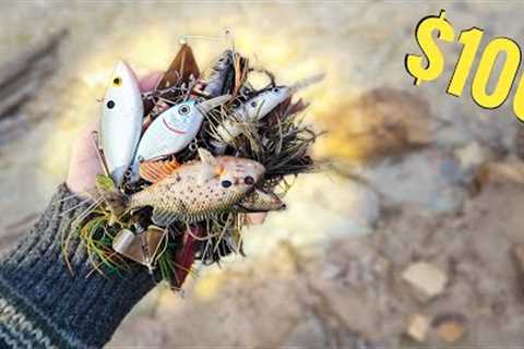 $100 Worth of Fishing Lures in a Drained Lake!
