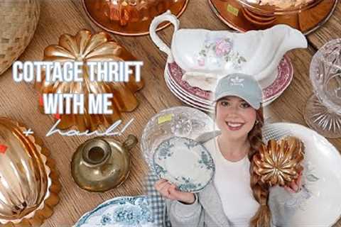 HUGE THRIFT WITH ME AT GOODWILL 2024! | THRIFTING FOR COTTAGE DECOR + HAUL 🫖