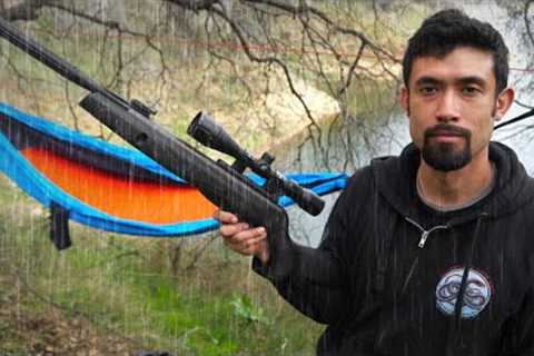 Hammock Camping in the Rain - Hunting, Fishing, Catch n Cook, Rough Night