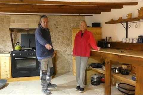 436. Stone floor laid, next the bespoke farmhouse kitchen cabinets - Spanish farmhouse renovation