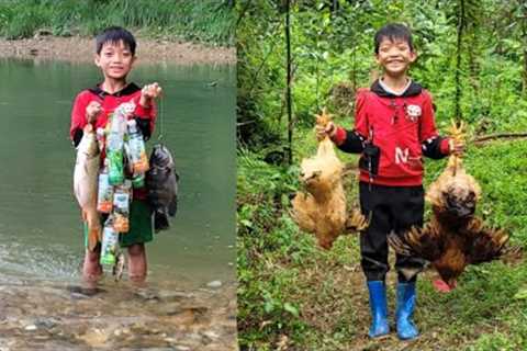 FULL VIDEO 30 DAY: Bac's solo survival skills, set traps in deep forests, catch fish in big streams.