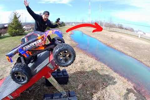 RC TRUCK WATER JUMP! | WILL IT FLOAT OR FLY?