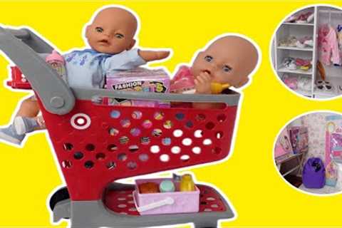 Baby Born Dolls Go Shopping for clothes, shoes and toys in Mini Target Shopping Cart