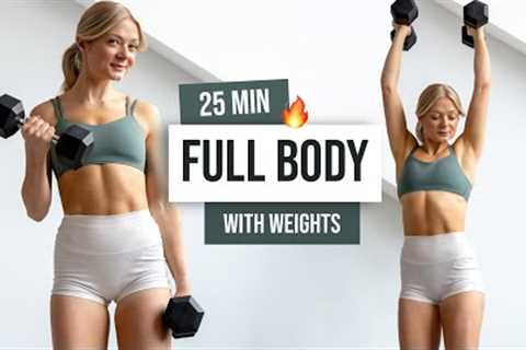 25 MIN INTENSE FULL BODY HIIT and STRENGTH Workout + Weights, Home Workout with Dumbbells