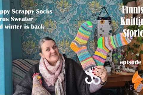 Finnish Knitting Stories - Episode 97: a pair of happy-scrappy socks &amp; Eurus sweater
