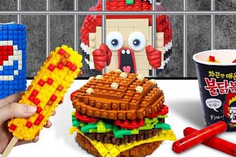 Mukbang LEGO Fast Food :  Prison Food! Eating Inmates Last Meals? - Stop Motion &amp; ASMR Video