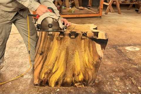 How To Creatively Handle A Giant Tree Stump // Create A Super Sturdy 1 Legged Wooden Table
