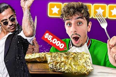 Eating at CELEBRITY Restaurants for 24 Hours! (24K Gold Steak)