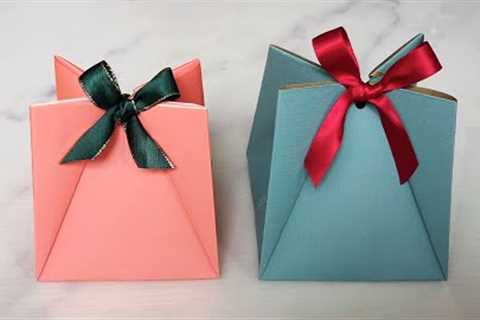 How to make origami gift bag out of wrapping paper | Gift wrapping ideas without box