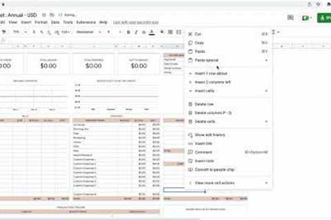 How to add new rows - Yearly Budget Google Sheets