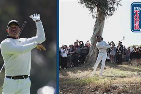 Tiger Woods' wild SHANK leads to bogey save at Genesis