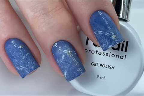 Dry Manicure &amp; Nail Shape Transformation | Denim Nail Art