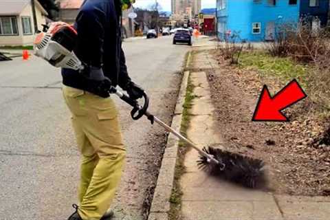 I Bought A POWER BROOM &amp; Used It To Clean FILTHY Sidewalks