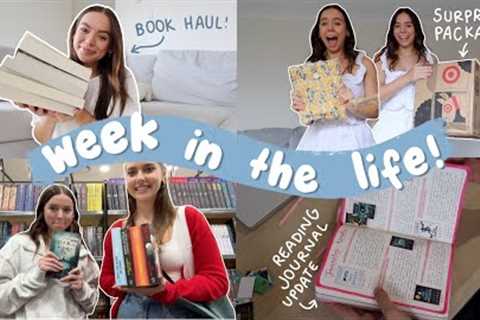 weekly vlog 💌 book shopping + haul, surprise package unboxing &amp; reading journal update! 🌷