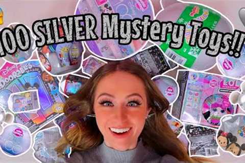 UNBOXING 100 *SILVER ONLY* MYSTERY TOYS!!🥳💍👽🥈🩶 (DOORABLES, L.O.L, MINI BRANDS, SQUISHMALLOWS..