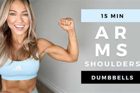 15 Min DUMBBELL ARMS &amp; SHOULDER WORKOUT at Home | No Repeat