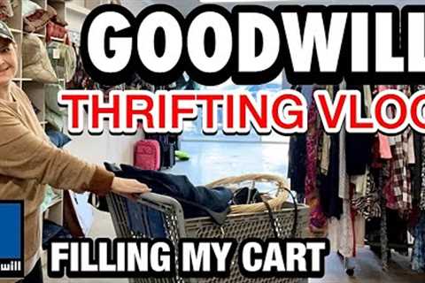 A FULL CART THRIFTING IN GOODWILL TODAY! THRIFT WITH ME VLOG + A HUGE STYLED THRIFT SHOPPING HAUL *