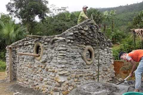 Orphan boy - Build a complete house with stones - BUILD A CABIN with lots of stones. Episode 75
