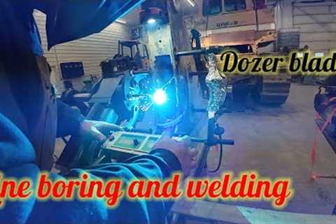 Bore welding and line boring a dozer blade C frame and installing on a John Deere 700J