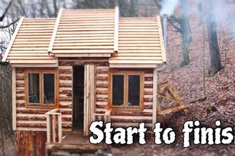 Alone construction house with your own hands in the forest. From start to finish