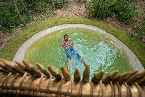 Building The Most Beautiful Jungle Survival House with Swimming Pool Around by Ancient Skills