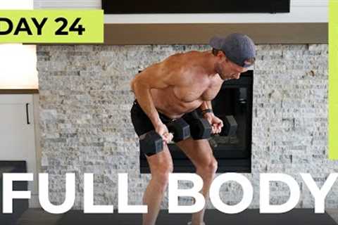 Day 24: 30 Min TOTAL BODY Dumbbell Workout at Home [No Repeats] // 6WS3