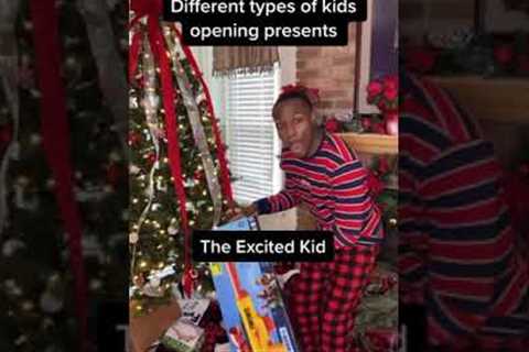 Different types of kids opening presents