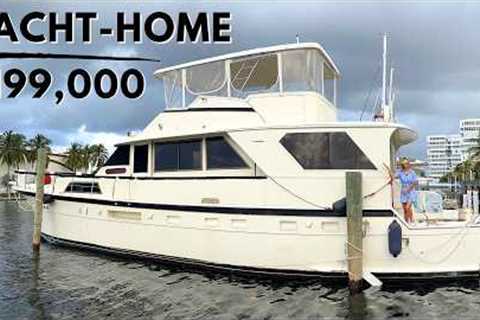 $199K 58' Yacht Tour / CanNOT afford a house on the Water? You Can Live aboard This!