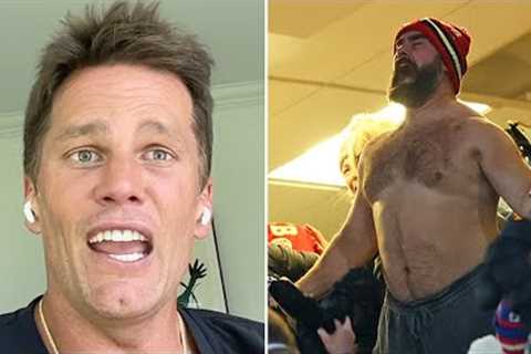 Tom Brady REACTS to Jason Kelce Ripping His Shirt Off &amp; Jumping Into Crowd at Chiefs v Bills..