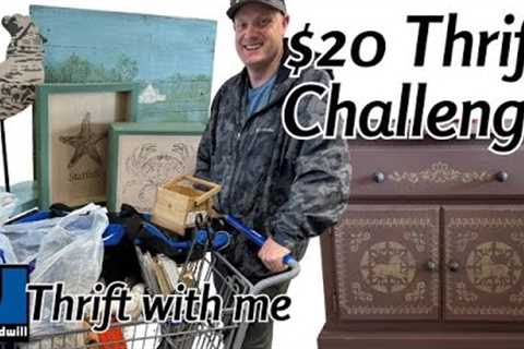$20 Thrift Store Makeover Challenge - Thrift With Me - Goodwill Bins - Reselling