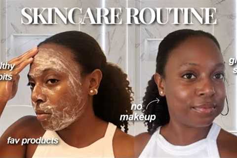 MY MORNING SKINCARE ROUTINE | glowy + glassy skin, what I use for acne prone skin, skin supplements