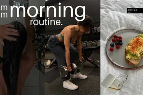 my realistic 6am morning routine *gym edition* | upper body workout, productive habits