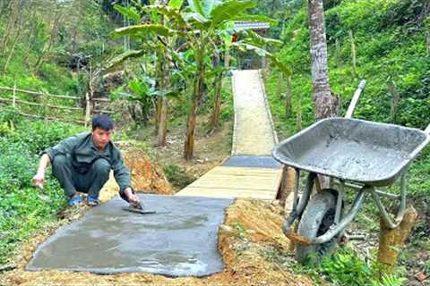 Construction progress of a solid bridge before the rainy season - Concrete paving and road upgrading