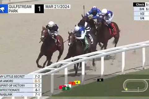 Horse Racing: Mi Amore Wins Race 1 At Gulfstream Park. Full Race Thurs. Mar. 21, 2024.