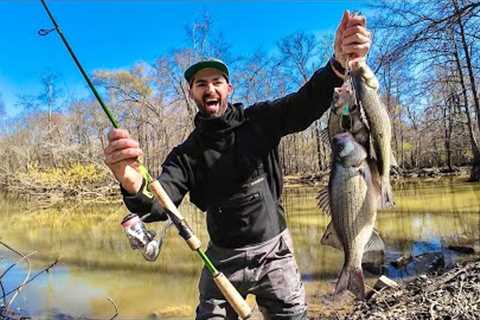 Catch and Cook POOR MAN’S LOBSTER from a HIDDEN CREEK! — Fishing for SPAWNING White Bass!
