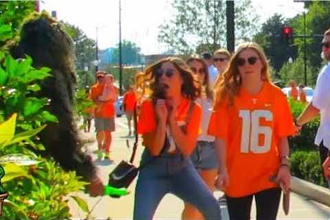 BUSHMAN SCARE PRANK AT TWO FOOTBALL GAMES