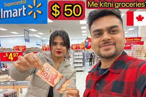 $50 grocery shopping in Walmart Canada 🇨🇦/ $50 me kitni grocery milegi!!