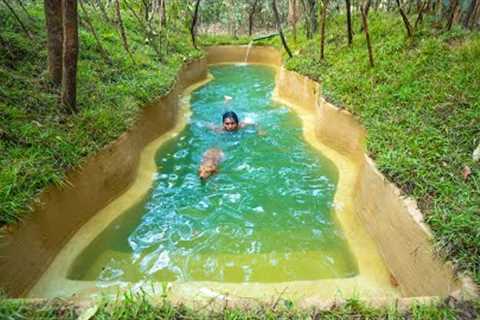 How to Build The Most Beautiful Swimming Pool for my Secret Underground House by Ancient Skills