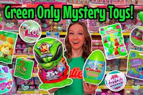 Shop with me for *GREEN ONLY* Mystery Toys Challenge!!😱🐸🍀🍃🐢💚 *JACKPOT!!🫢* | Rhia Official♡
