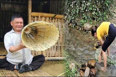 Harvest fish bone vegetables goes to the market  sell ,Completing the fish catching basket ,Cooking