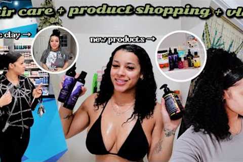 buying an all NEW curly hair routine! shopping + aztec clay mask + wash day +  vlog!