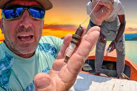 Using a Spark Plug to Catch fish with Local fisherman! {Catch Clean Cook} Curacao