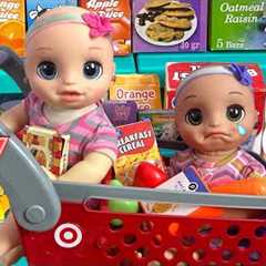 Baby Alive real as can be baby twins go grocery shopping at Target 🛒